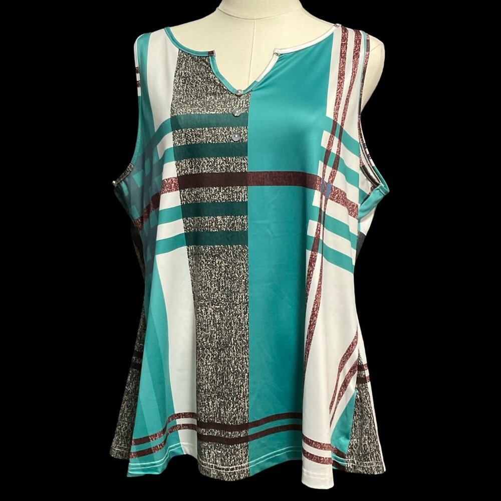 👗5/$25 - Plaid Sleeveless Top w/ Button Details